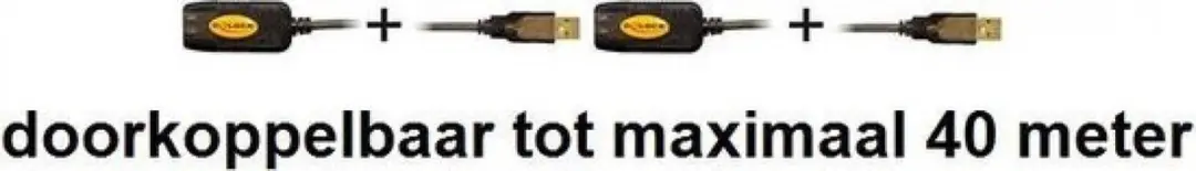 Delock USB 2.0 Verlengkabel 20m - Versterker - Zwart