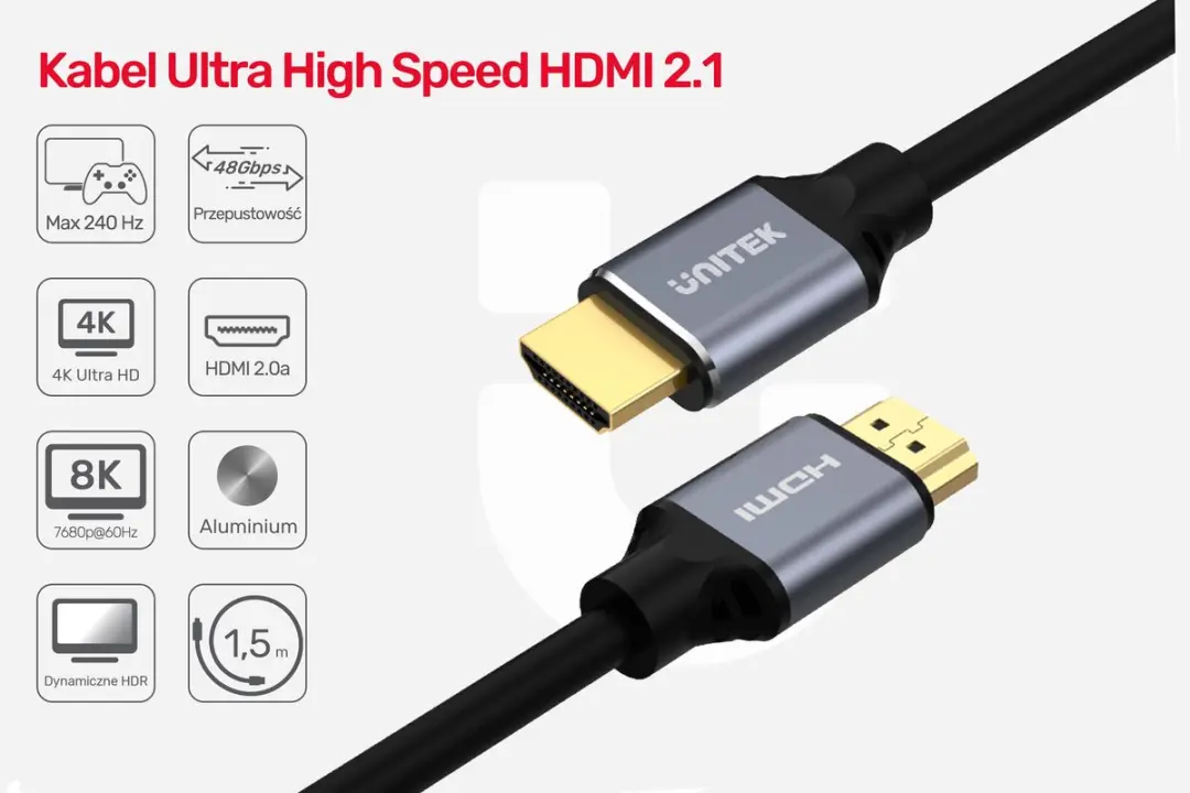 Unitek HDMI-kabel C137w - 8K 120Hz - Zwart