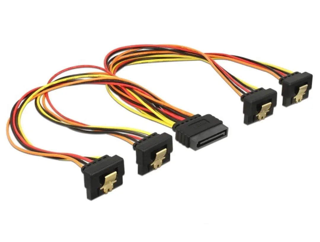Delock SATA 15-pins Powerkabel met vergrendeling - 30cm - Rood/Geel/Zwart/Oranje