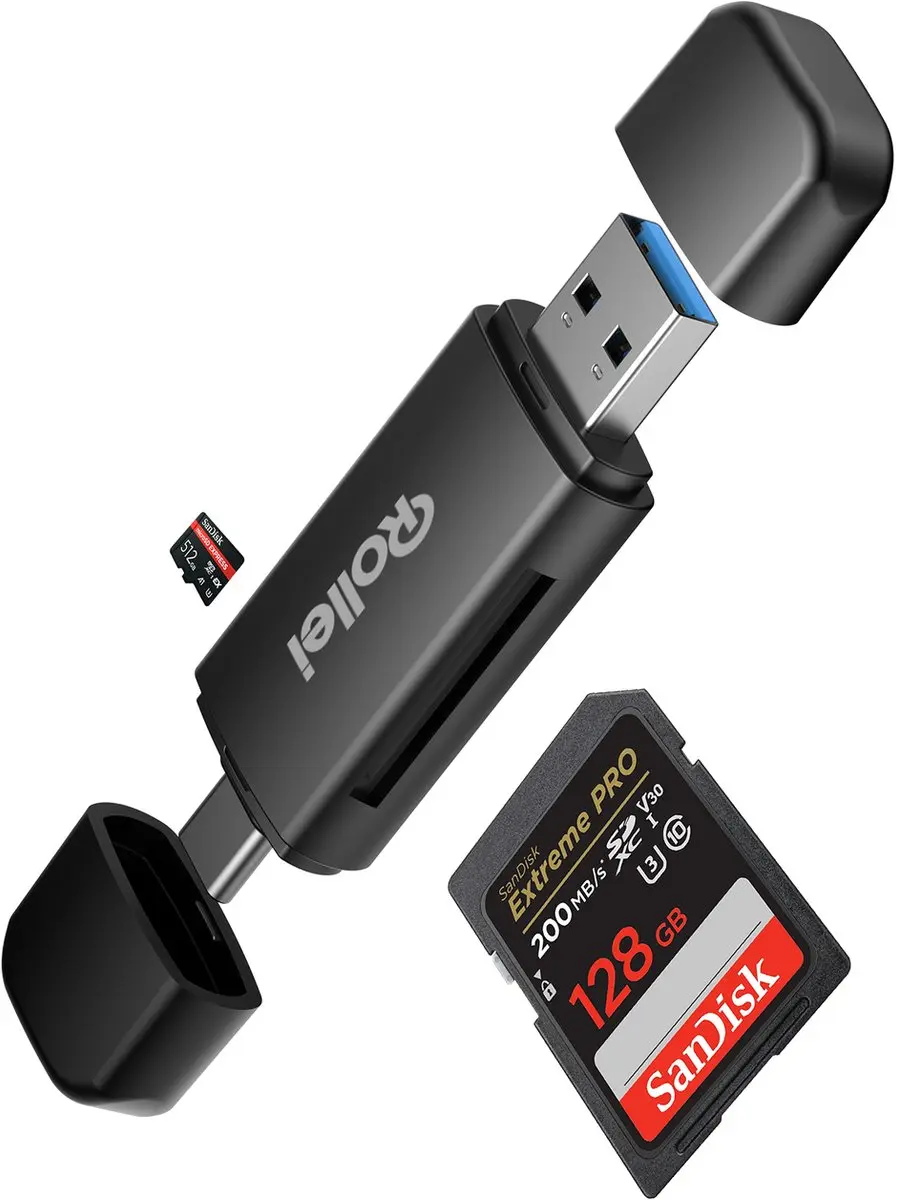 ROLLEI 25100 2-in-1 SD/MicroSD-kaartlezer, zwart