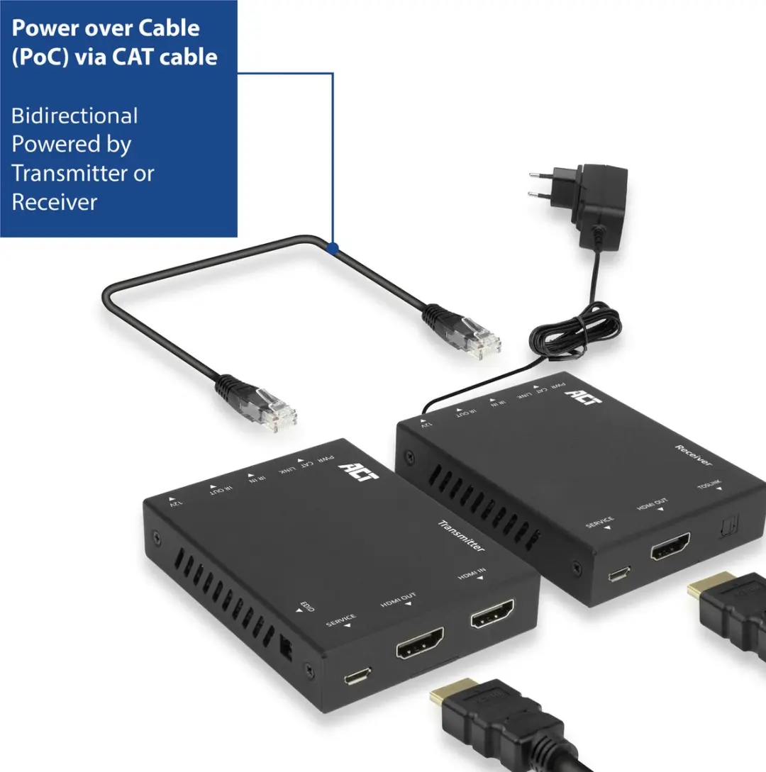 ACT AC7811 HDMI 2.0 Extender Set - 60m CAT6 - IR - Zwart - afbeelding 6 van 6