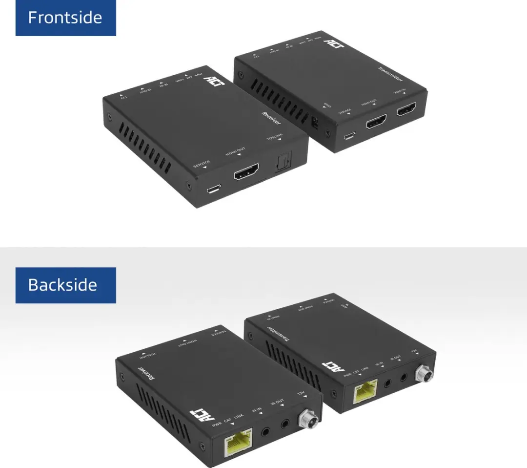 ACT AC7811 HDMI 2.0 Extender Set - 60m CAT6 - IR - Zwart
