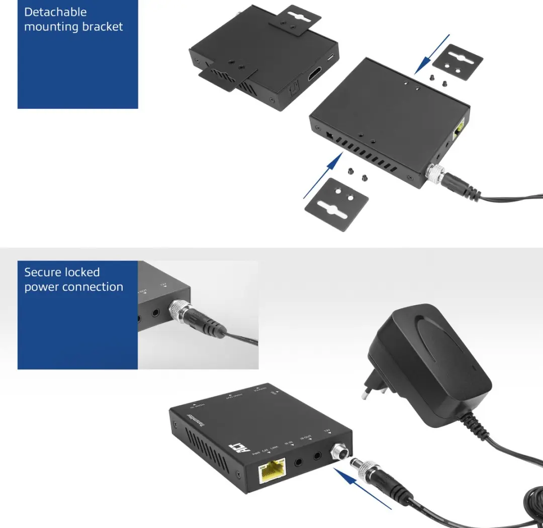 ACT AC7811 HDMI 2.0 Extender Set - 60m CAT6 - IR - Zwart