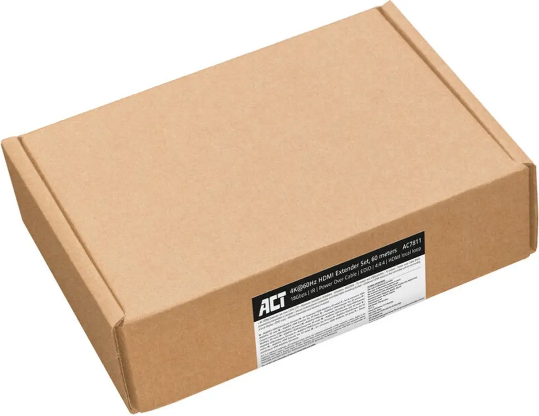 ACT AC7811 HDMI 2.0 Extender Set - 60m CAT6 - IR - Zwart