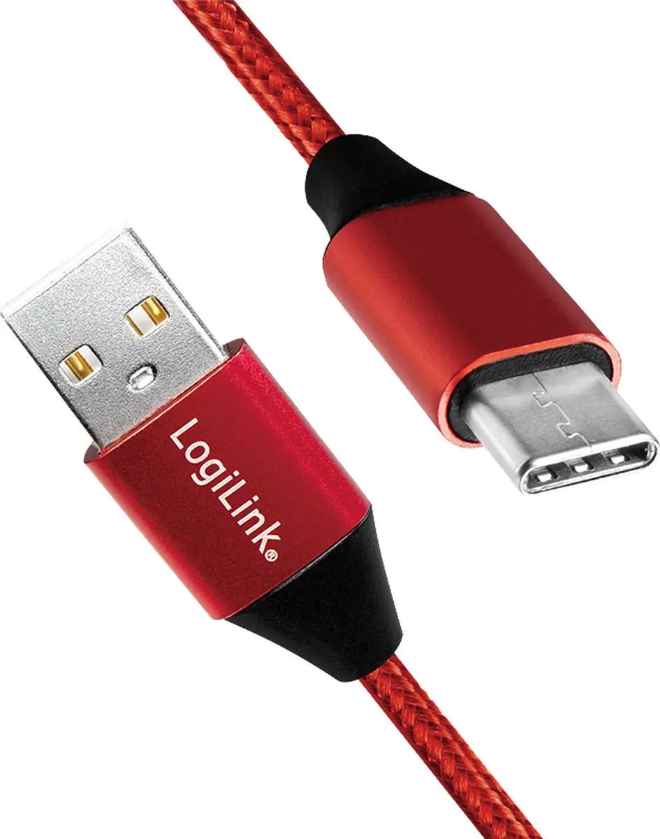 Logilink USB-A naar USB-C Kabel 0,3m - Rood