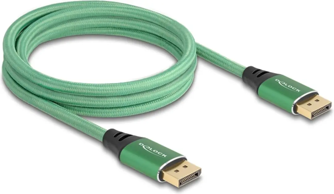 Delock DisplayPort Kabel 16K 60Hz 2m - Groen Metaal