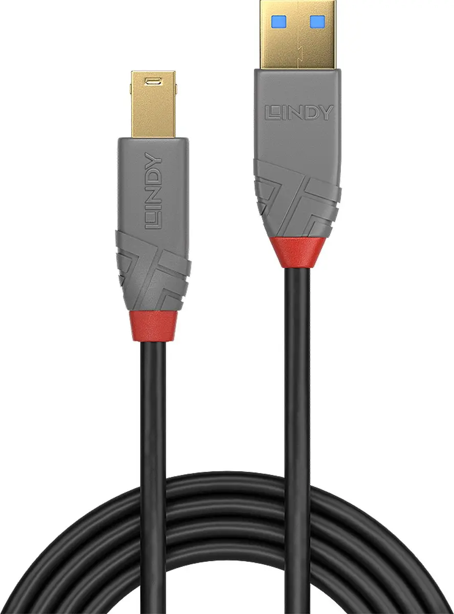 Lindy 36741 USB 3.2 Gen1 Kabel USB-A naar USB-B 1m - Zwart