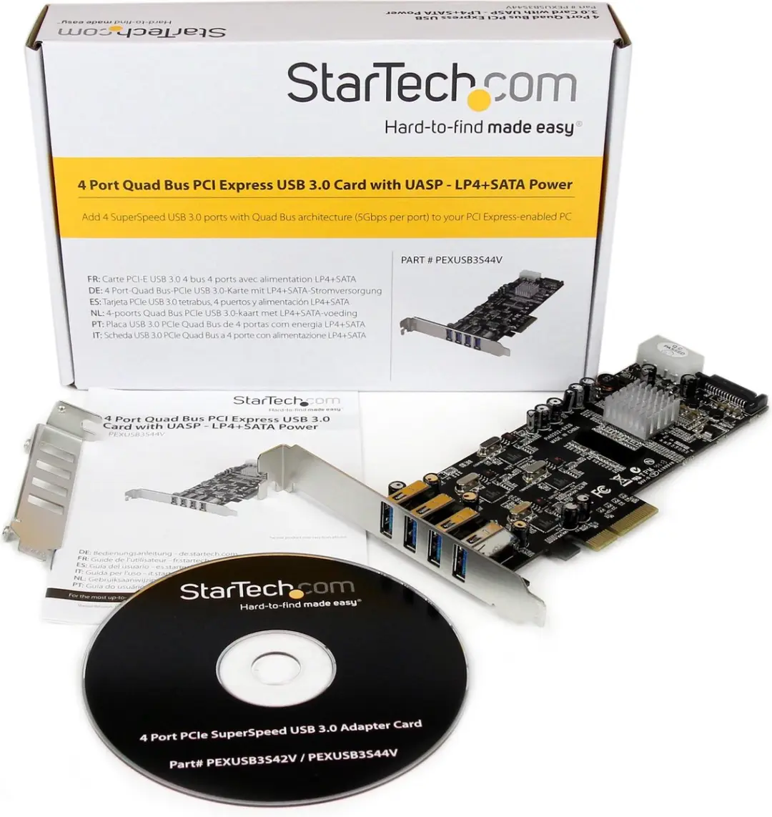 Startech PEXUSB3S44V USB 3.0 PCIe Kaart - 4 Poorten - Zilver