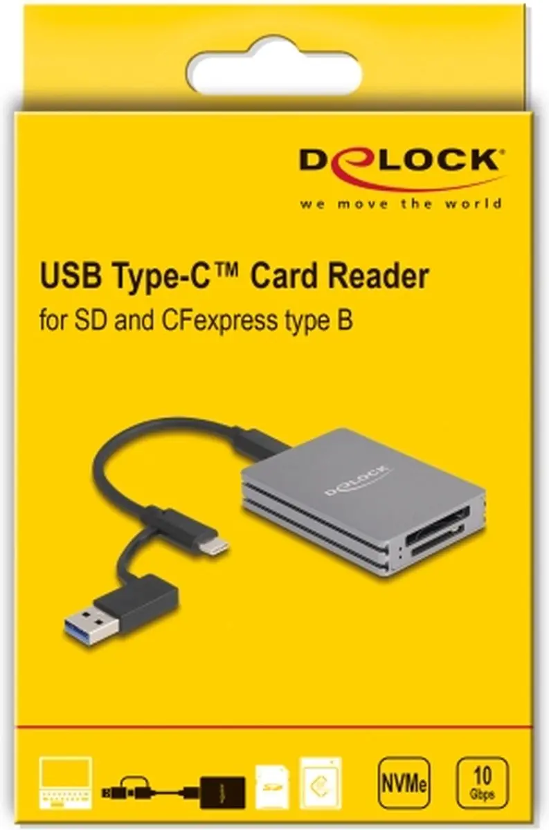 Delock USB Type-C Kaartlezer - SD/CFexpress Type B - Grijs