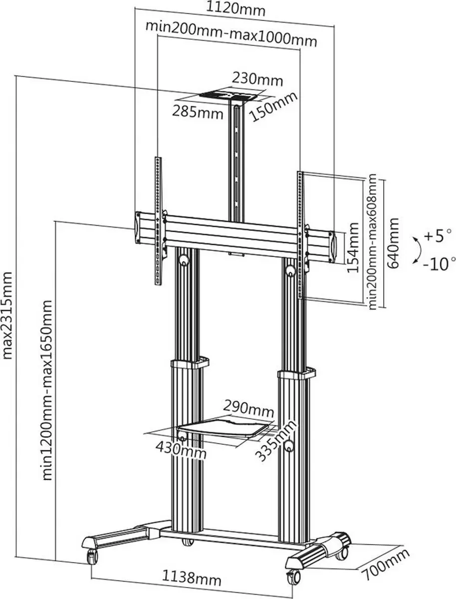Roline LCD/TV Rolstandaard 17.03.1261 - 100kg - Zilver