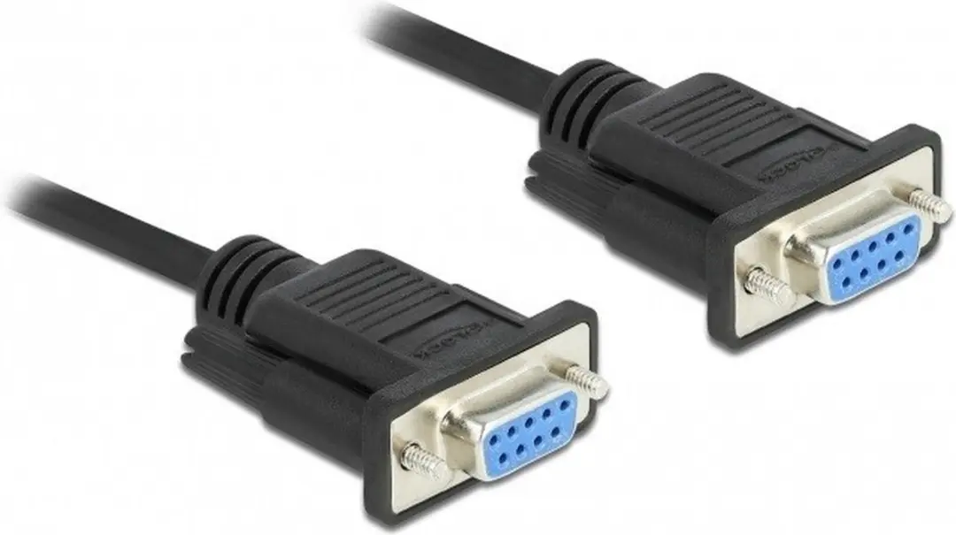 Delock RS-232 Null Modem Kabel 9-polig Vrouw-Vrouw - 1m - Zwart