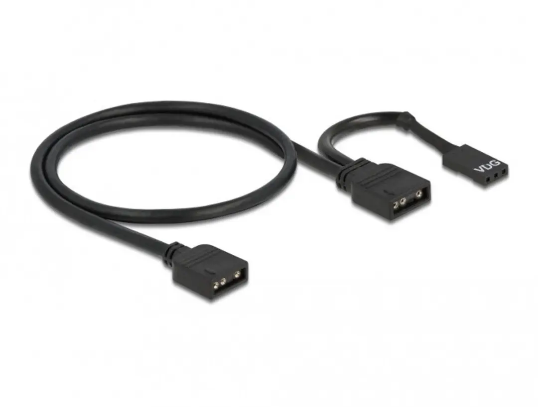 Delock RGB Kabel 5V 3-pin - 2x Vrouwelijk - 50cm - Zwart