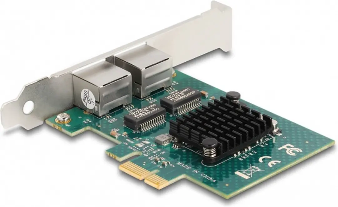 Delock 88206 PCIe Kaart 2x Gigabit LAN - Grijs