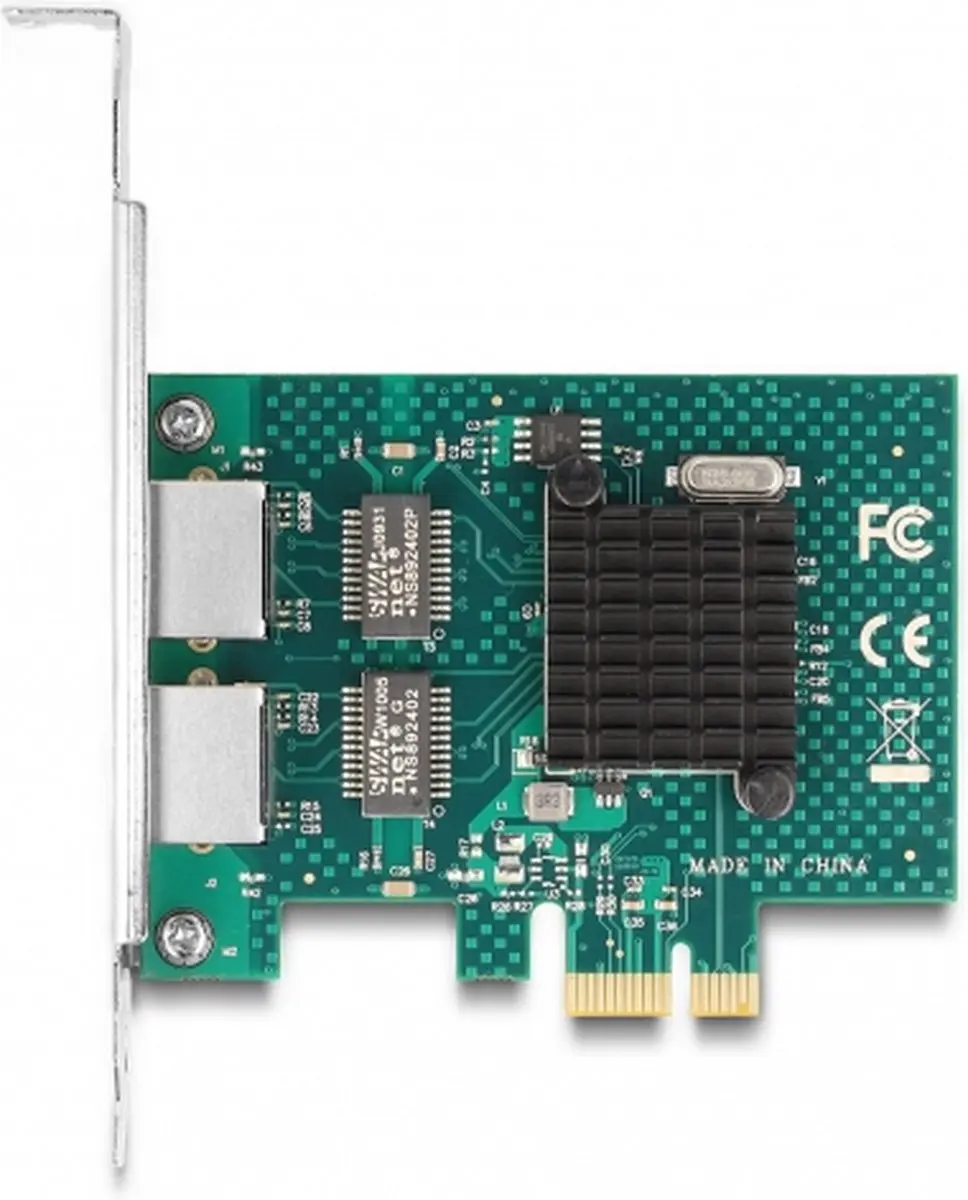 Delock 88206 PCIe Kaart 2x Gigabit LAN - Grijs