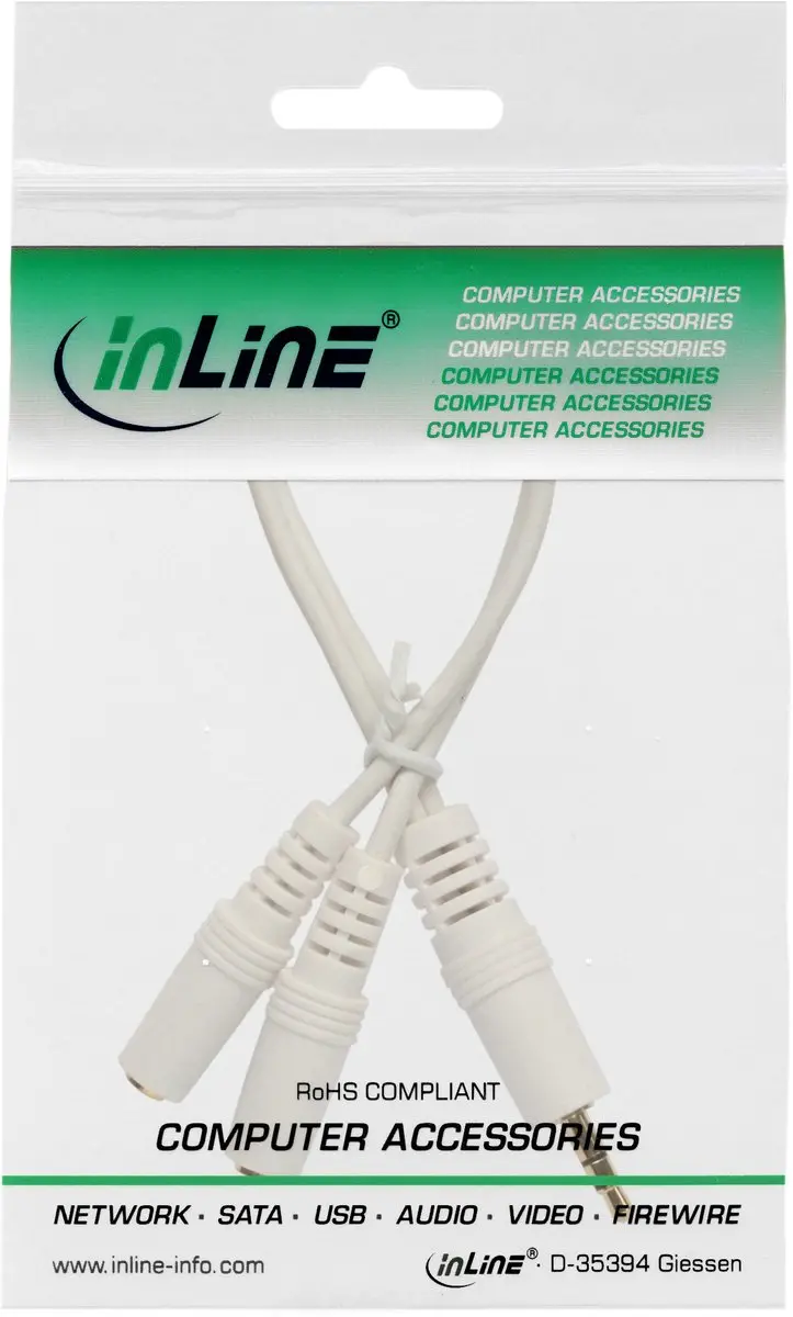 InLine 3,5mm Jack Stereo Audio Splitter - 0,15m - Verguld/Wit