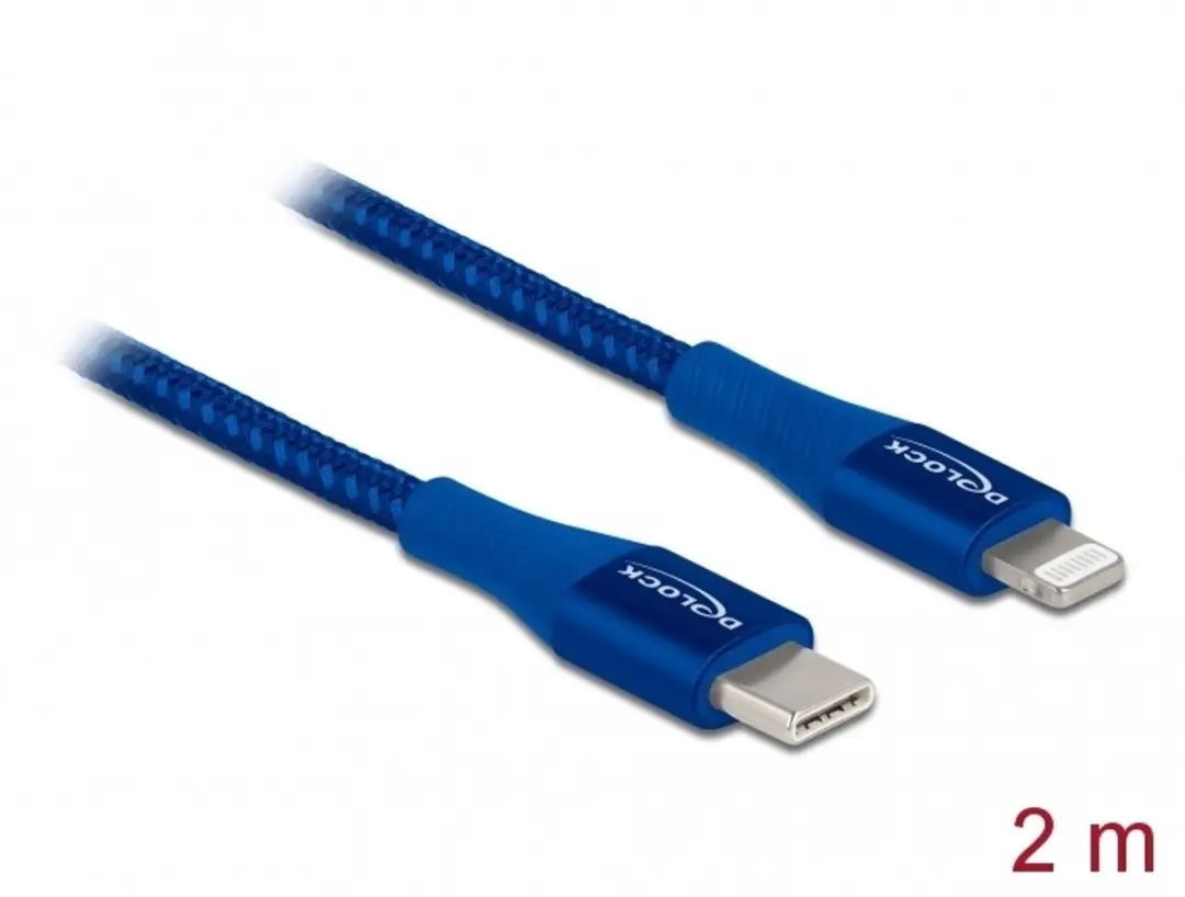 Delock USB-C naar Lightning Kabel Blauw 2m