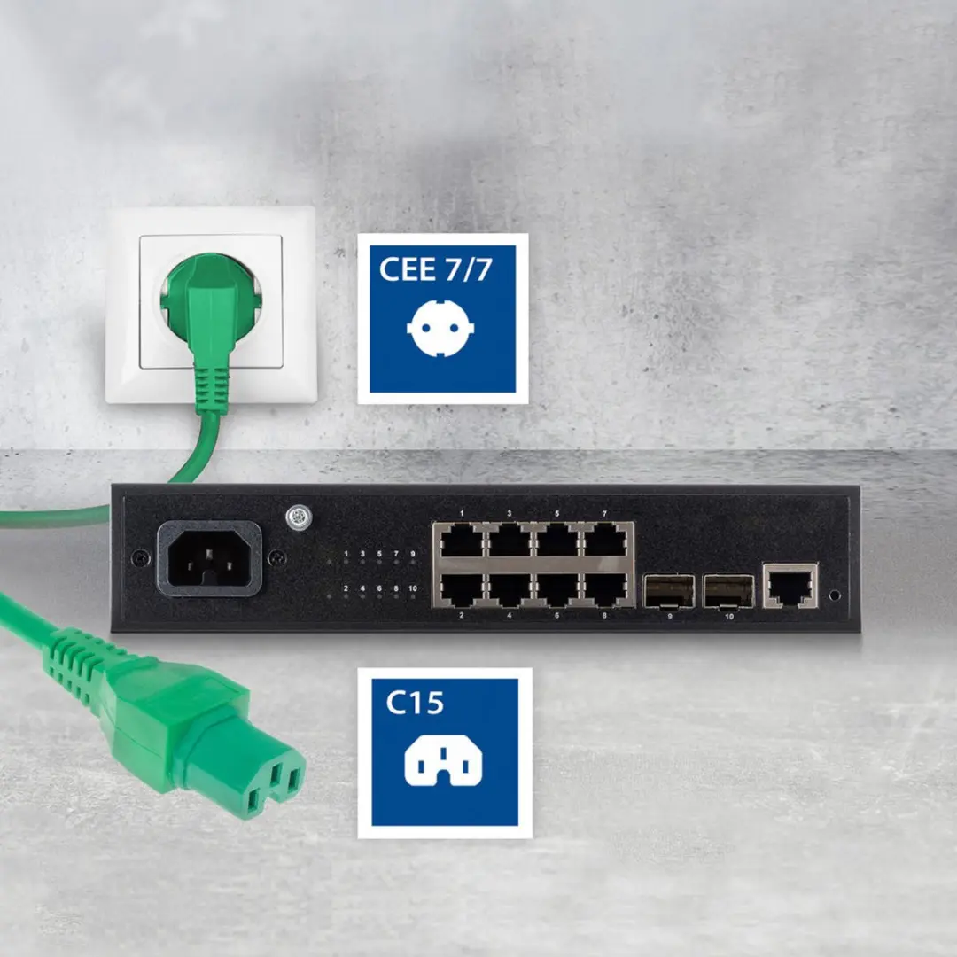 ACT AK5319 Netsnoer Schuko CEE 7/7 Haaks - 2m - Groen - afbeelding 6 van 6