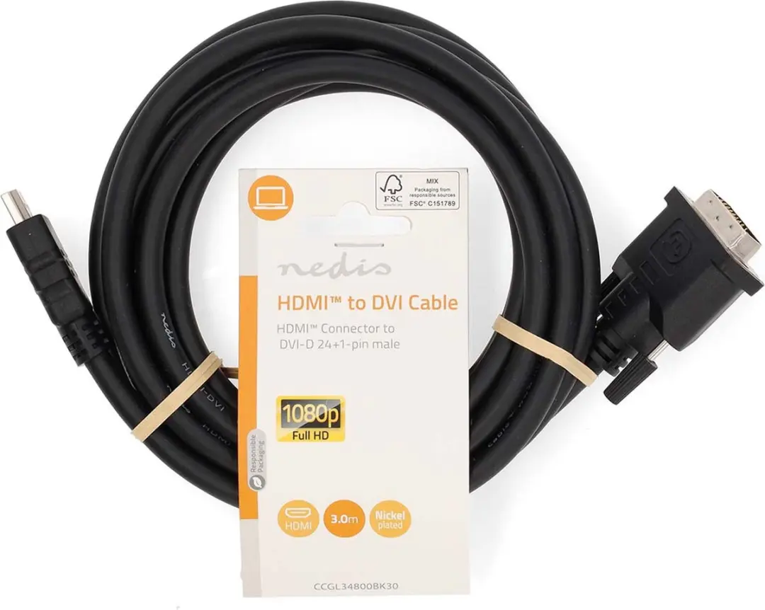 Nedis HDMI Kabel DVI-D 24+1-Pins 3.0m - Zwart