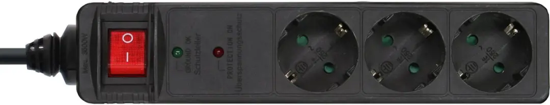 InLine 16431P Contactdoos 3-voudig - Zwart