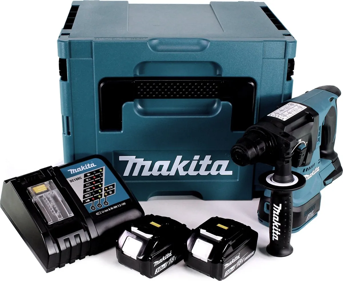 Makita DHR242RFJ Accuklopboormachine 18V SDS-plus - 2x 3.0Ah + Lader - afbeelding 2 van 5