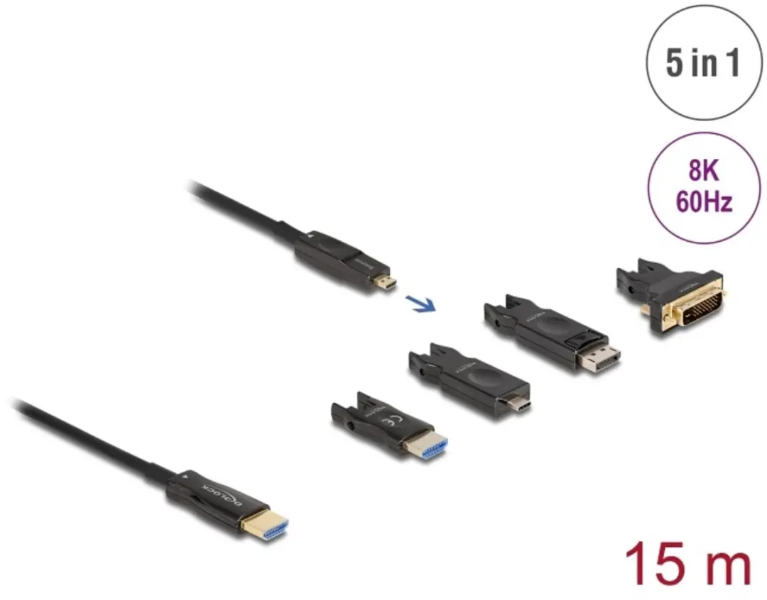 Delock Active Optical 5-in-1 HDMI Kabel 8K 60Hz 15m