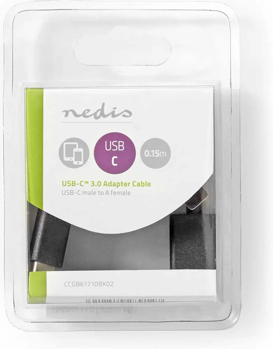 Nedis USB-C Adapter USB-A Female CCGB61710BK02 - 5Gbps - 15cm - Zwart