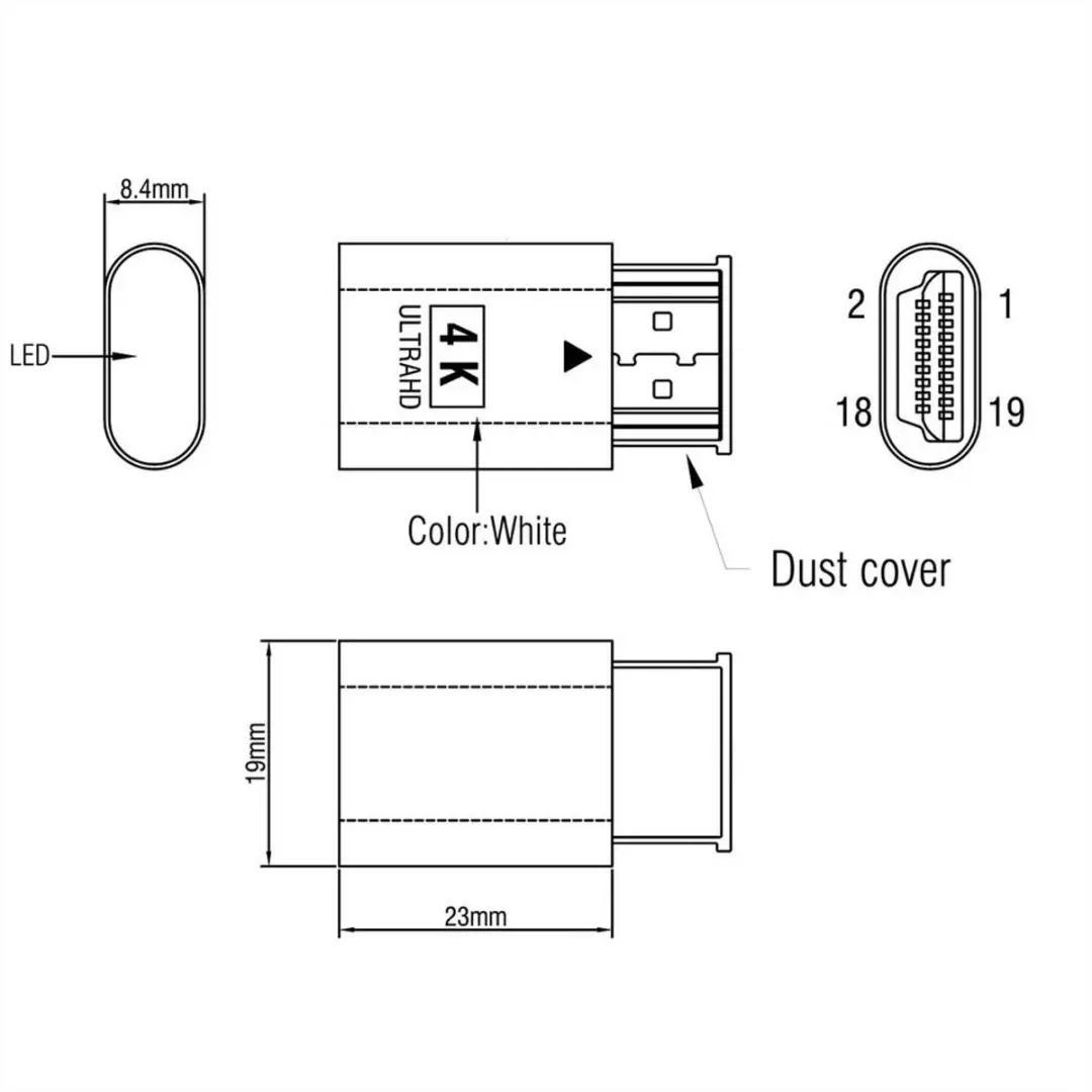 Value Display Adapter Virtual HDMI Emulator EDID 4K - Zwart
