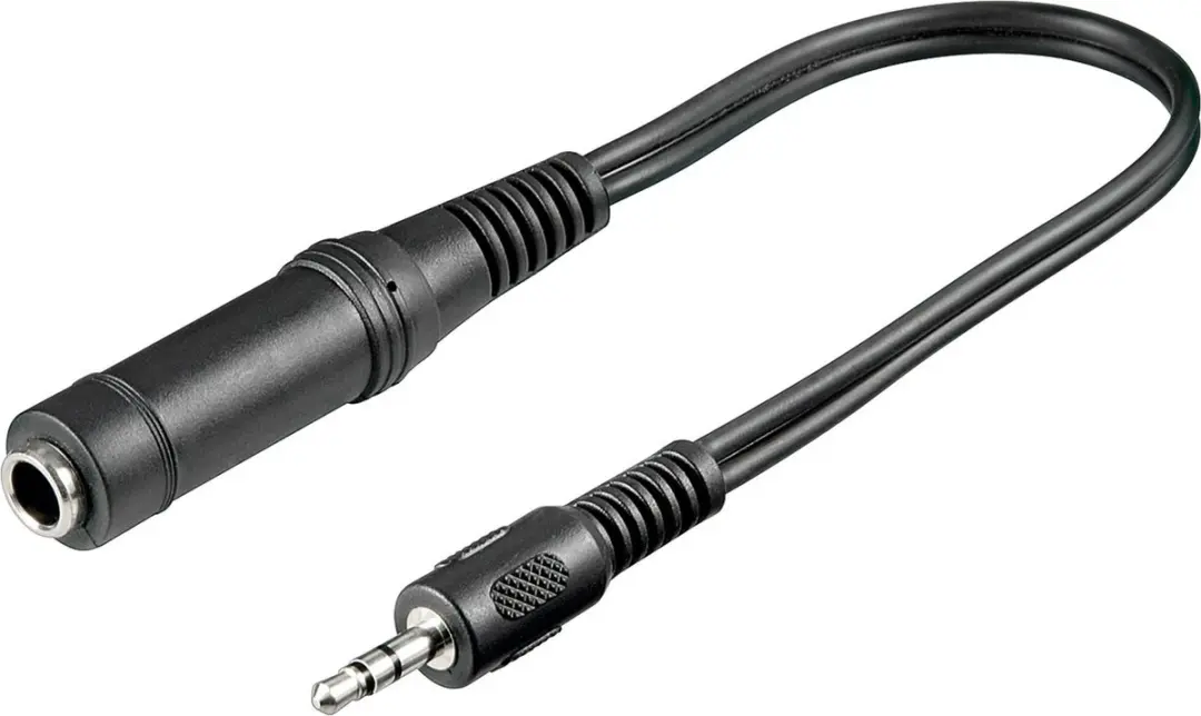 Goobay 3,5mm Jack naar 6,35mm Jack Stereo Audio Adapter - 0,20m - Zwart