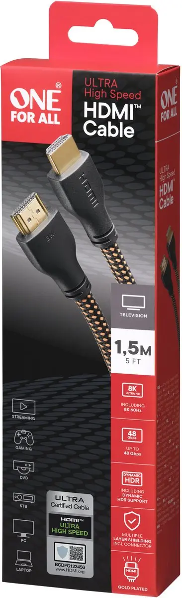 One For All CC5215 HDMI Kabel 1.5m - Zwart - afbeelding 6 van 6