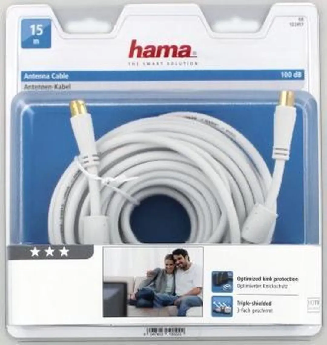 Hama Coax Antennekabel 15m 100dB - Wit