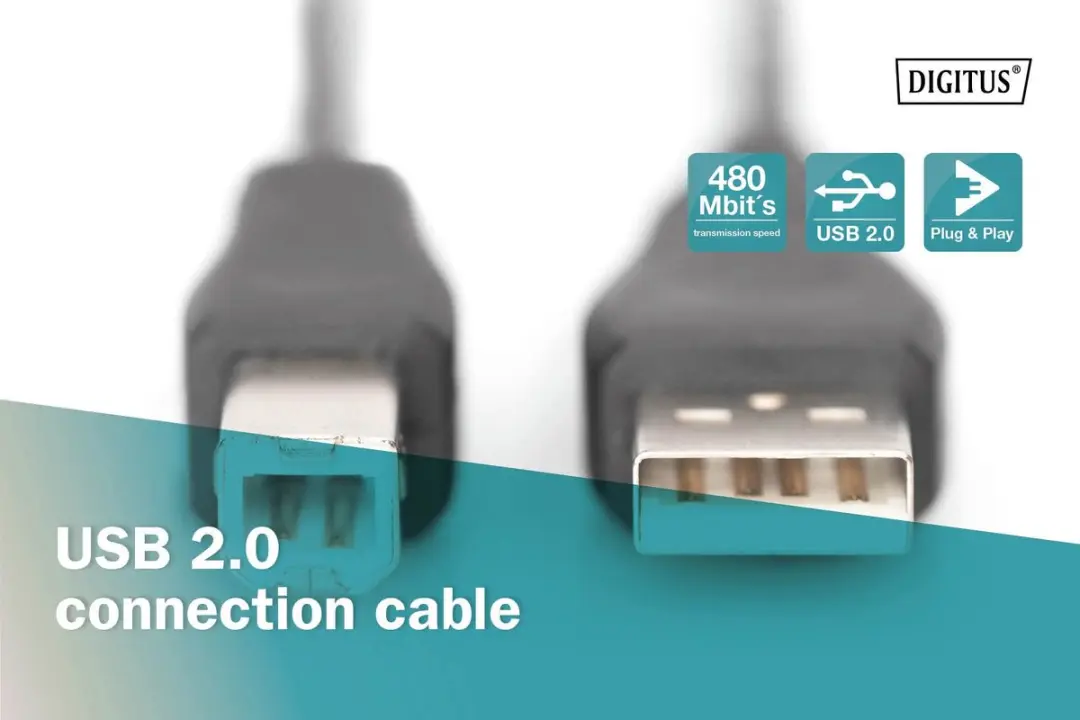 Digitus USB 2.0 A/M - B/M Printerkabel 1M - Zwart