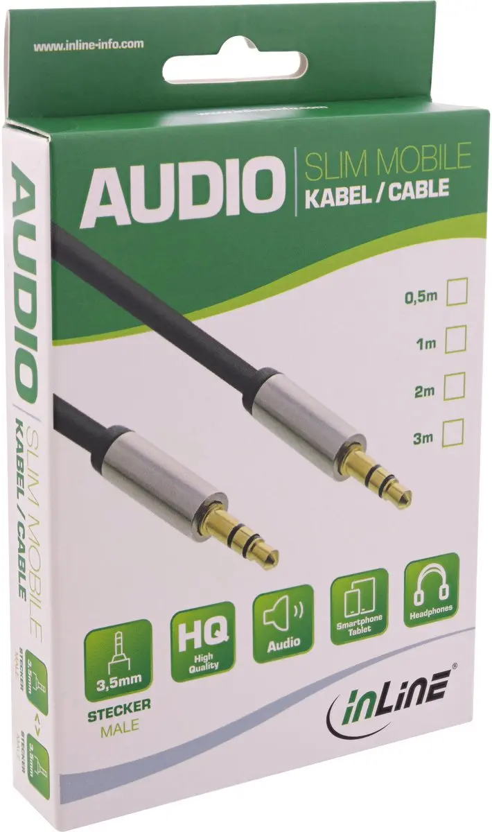 InLine 3,5mm Jack Stereo Audio Kabel 3m - Zwart
