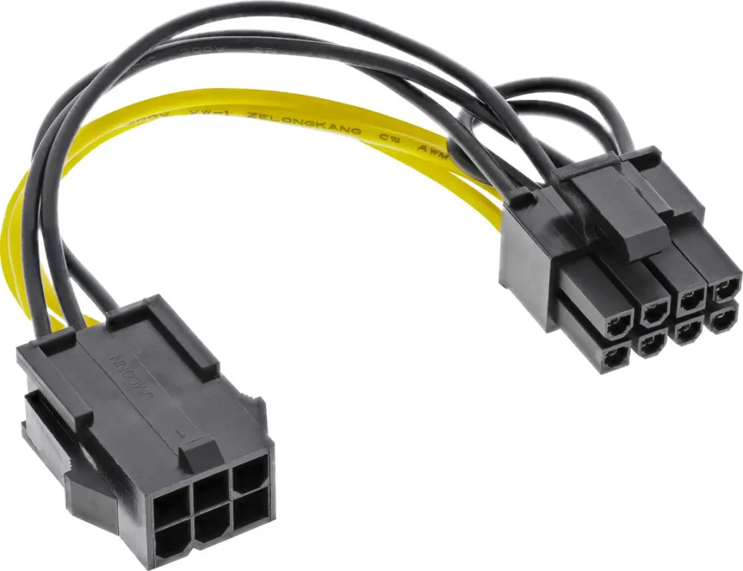 InLine PCIe 6-pins naar 8-pins Voedingskabel 0,10m