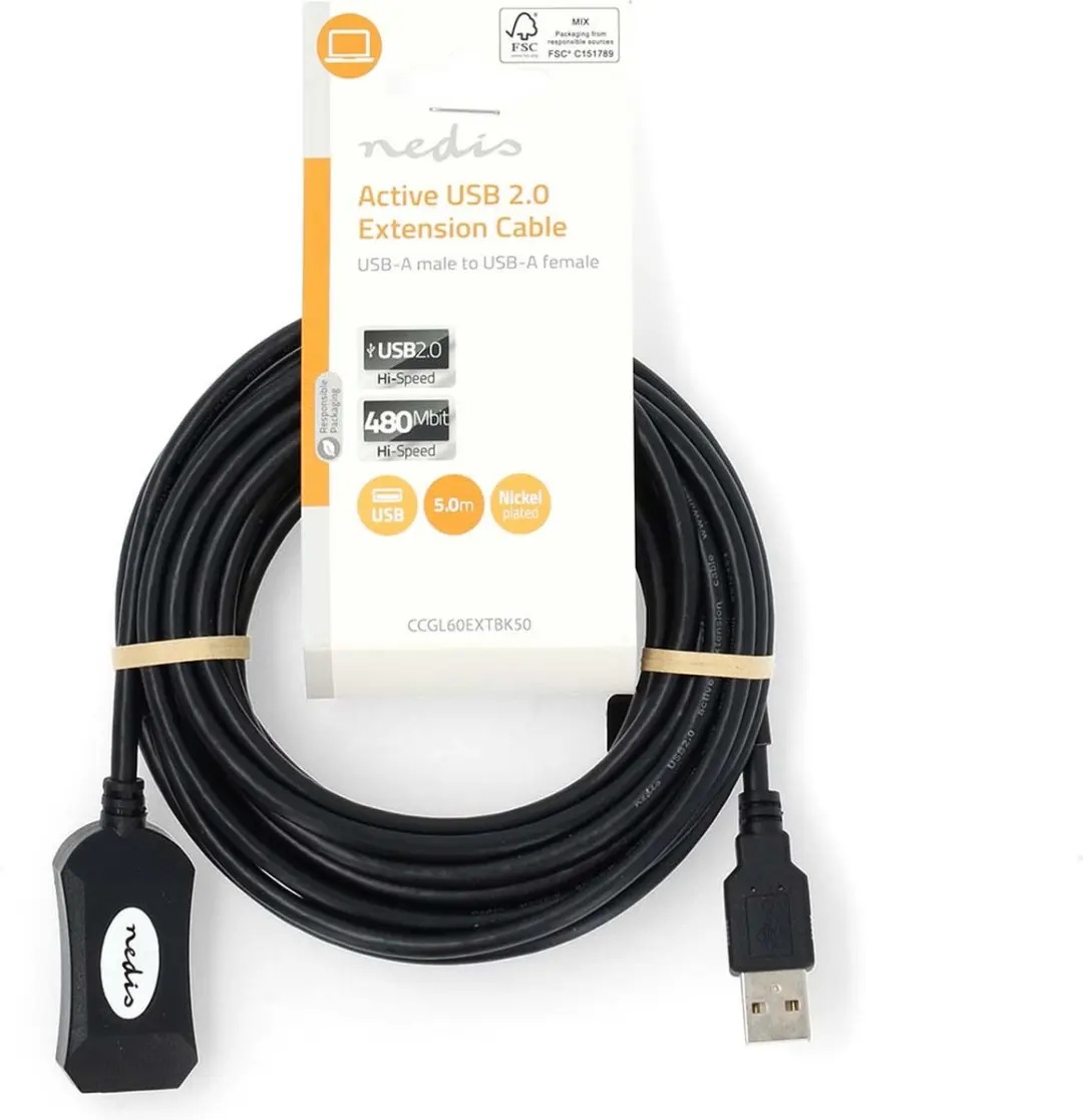 Nedis CCGL60EXTBK50 USB 2.0 Kabel 5m - Zwart