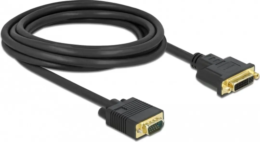 Delock DVI 24+5 naar VGA Kabel - 3m - Zwart