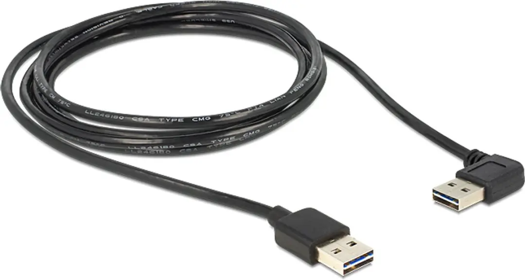 Delock USB A naar A Kabel 1.00m - 90° - Zwart