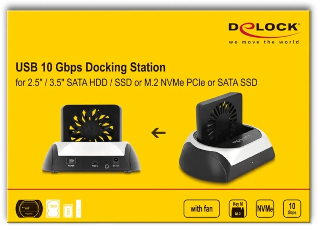 Delock 64280 USB 10Gbps Docking Station - M.2/NVMe/SATA - Zwart