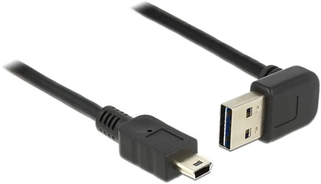 Delock Mini USB naar Easy-USB-A Haaks Kabel 2A - 2m - Zwart