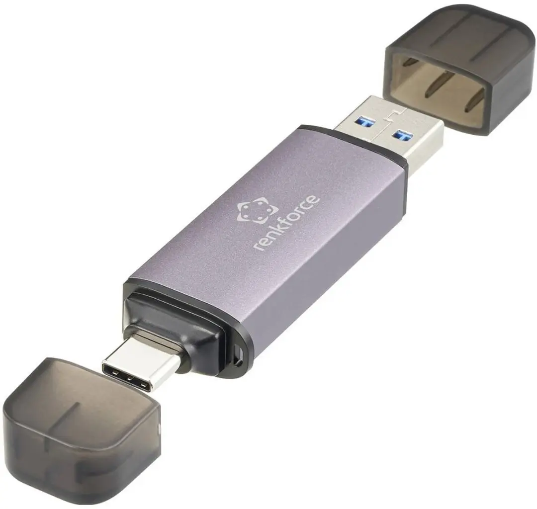 Renkforce RF-6700438 Externe Geheugenkaartlezer - USB-A/USB-C - Donkergrijs