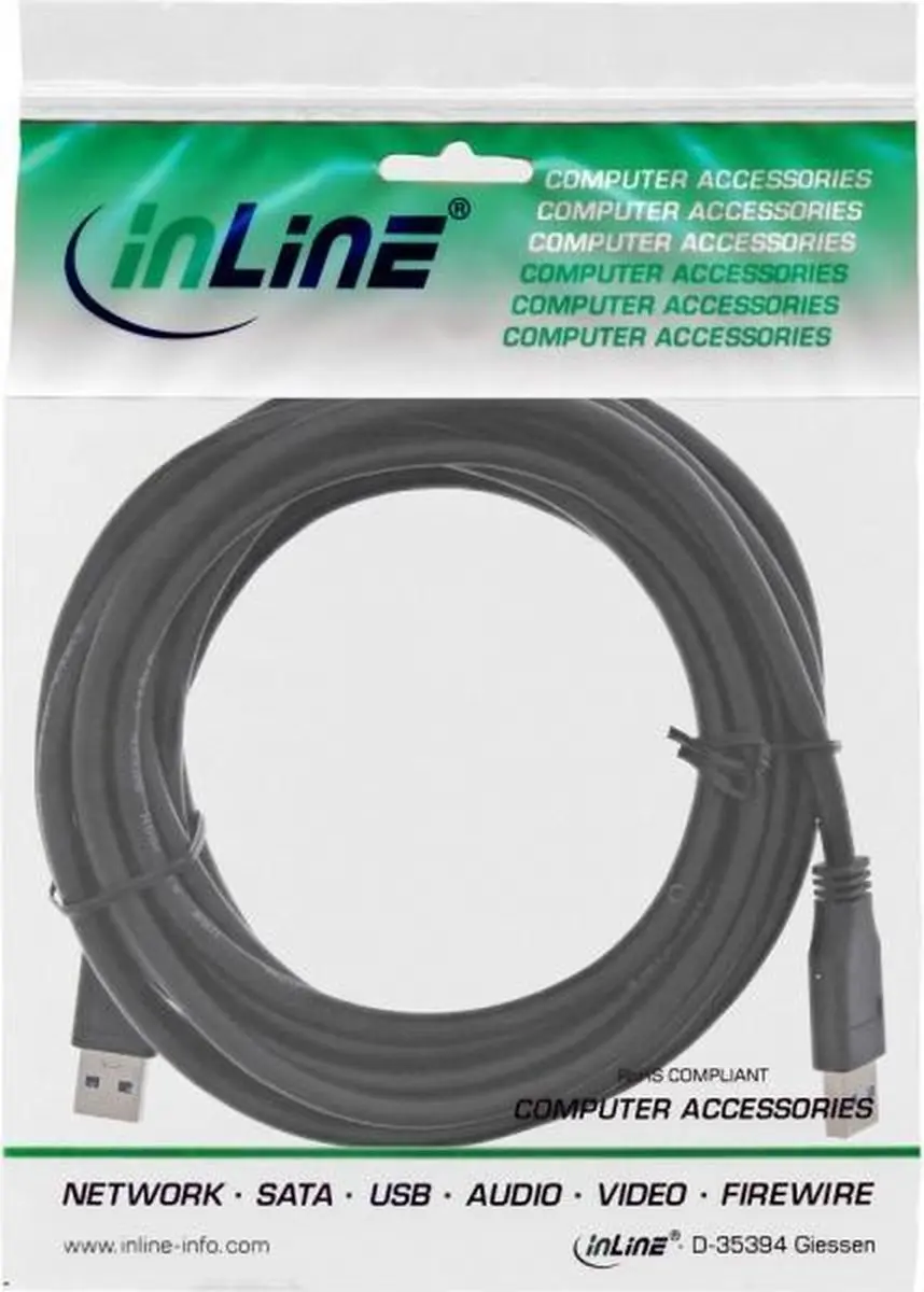 InLine USB 3.0 Kabel 5m - 2A - Zwart