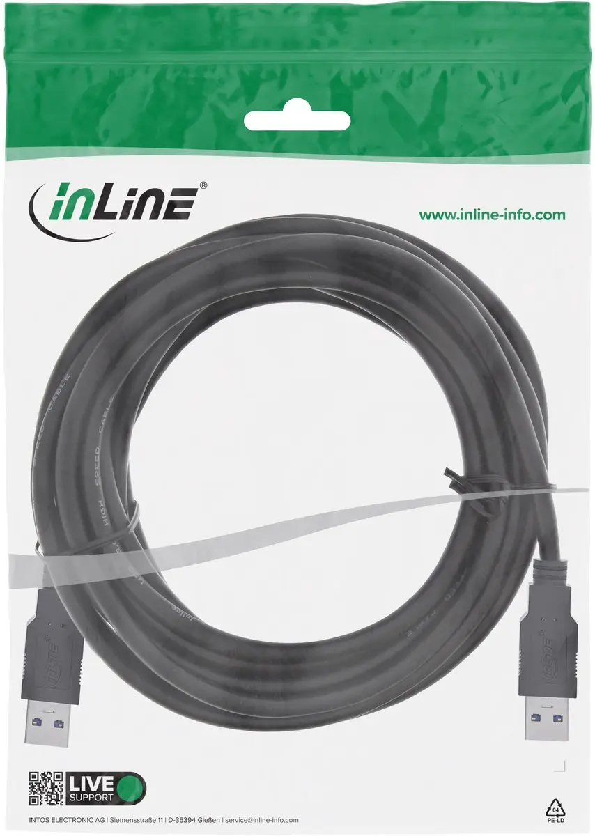 InLine USB 3.0 Kabel 5m - 2A - Zwart