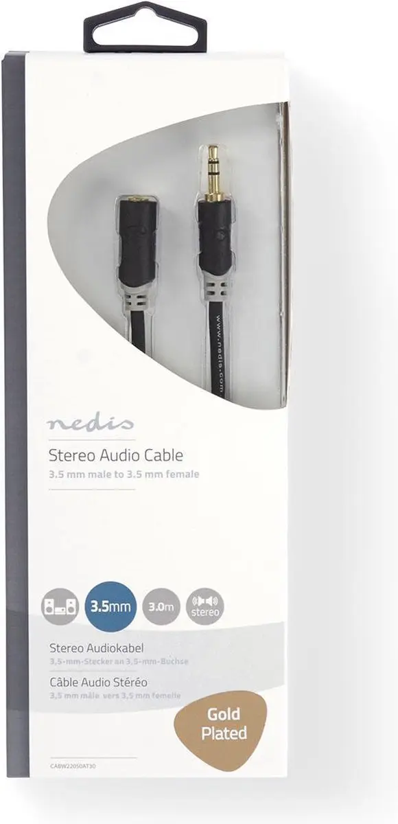 Nedis Stereo-Audiokabel 3,5mm M/F - 3m - Verguld - Antraciet