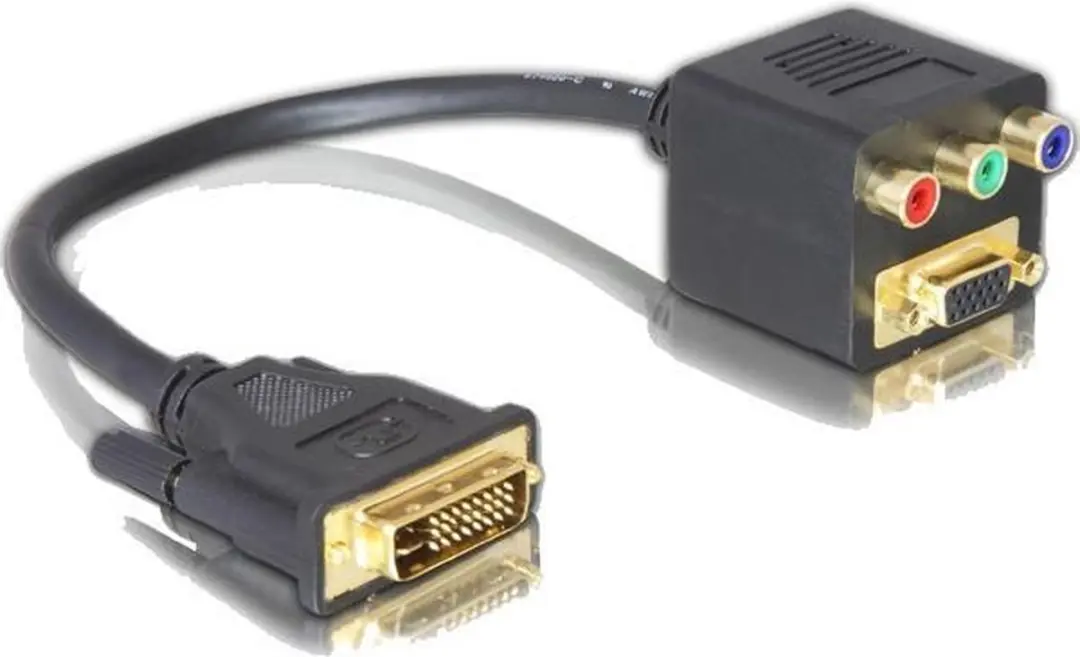 Delock DVI naar VGA + 3x RCA Adapter - Zwart