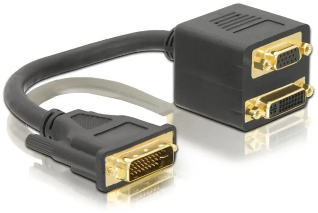 Delock DVI 29 St naar DVI 29 BU + VGA Adapter - Zwart
