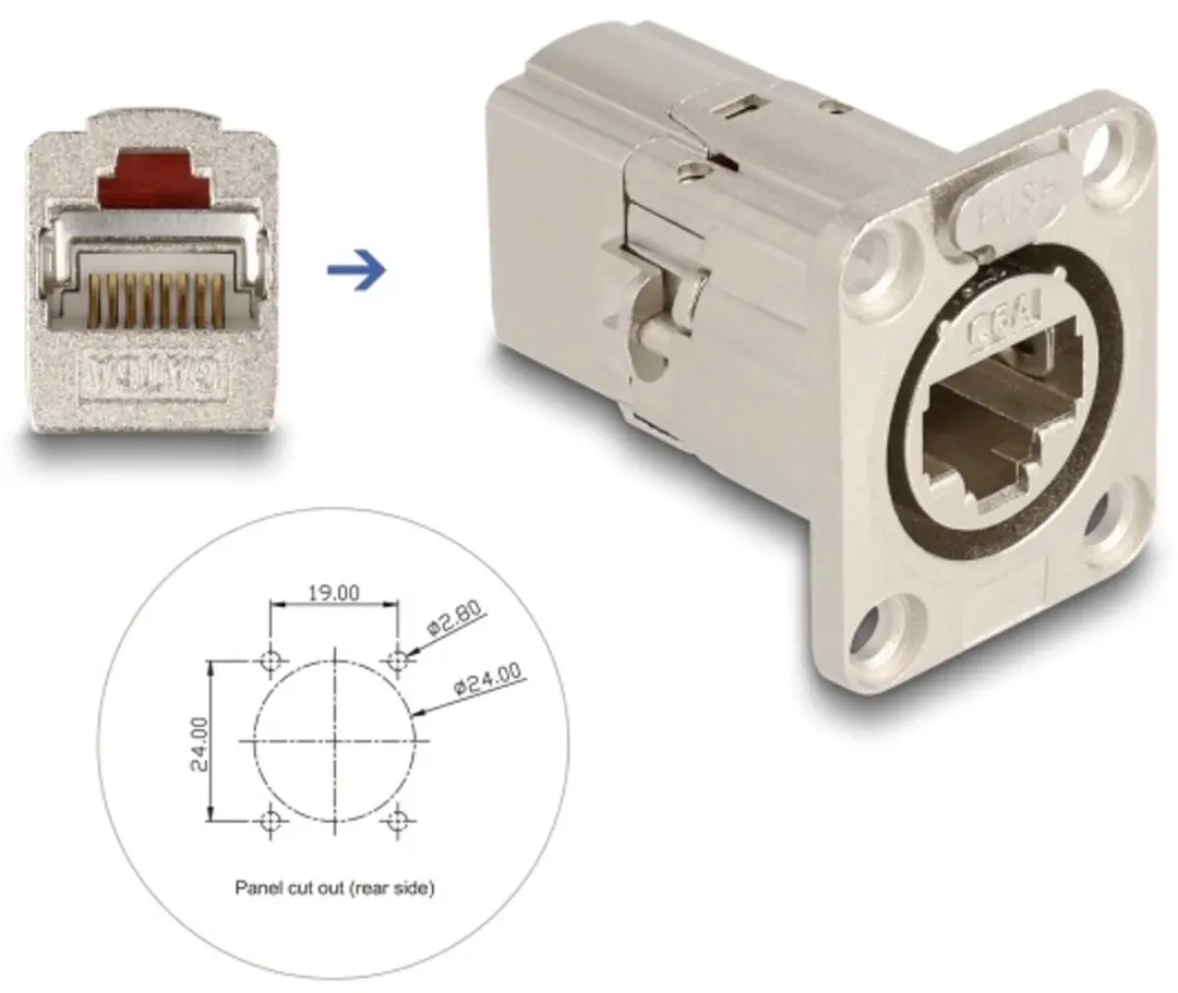 Delock D-Type RJ45 Connector/Coupler Cat.6A STP