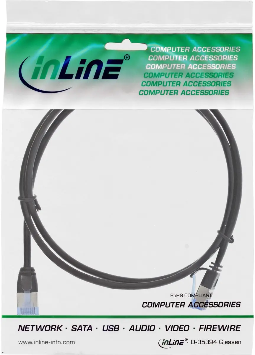 InLine U/FTP CAT6a Netwerkkabel 10Gbps - 0,5m - Zwart