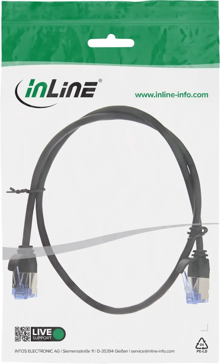 InLine U/FTP CAT6a Netwerkkabel 10Gbps - 0,5m - Zwart