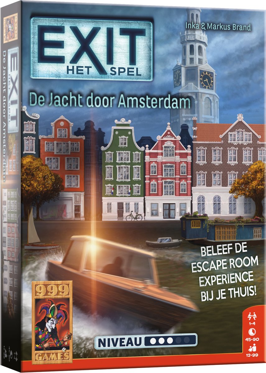 999 Games - EXIT - De Jacht door Amsterdam - Escape Room Spel - Met herkenbare locaties in Amsterdam - De escape room-ervaring in huis! - Gezelschapsspel - Breinbreker - Klein cadeautje
