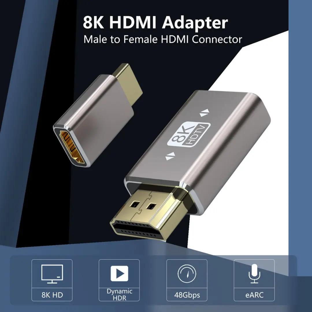 NÖRDIC HDMI-5021 HDMI-adapter M-V - 8K60Hz & 4K120Hz - Grijs