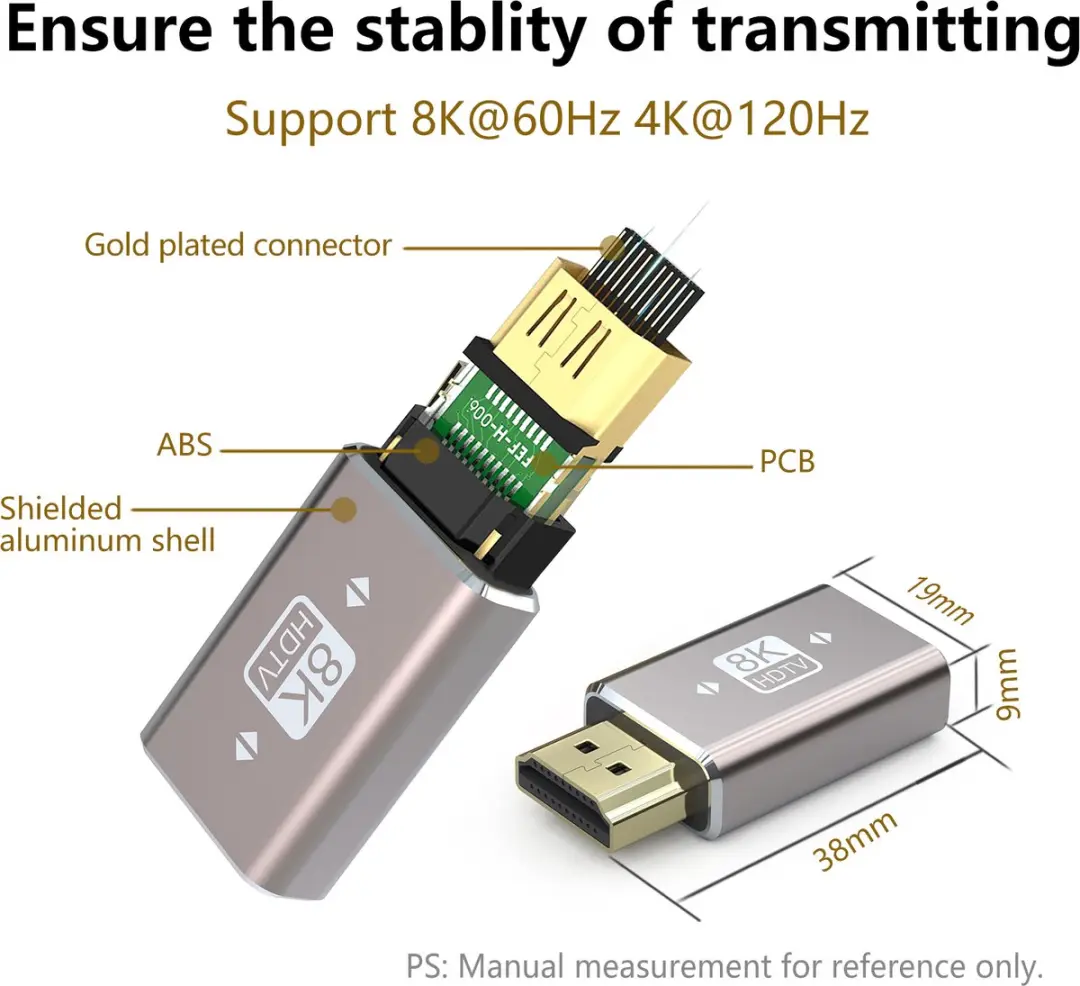 NÖRDIC HDMI-5021 HDMI-adapter M-V - 8K60Hz & 4K120Hz - Grijs
